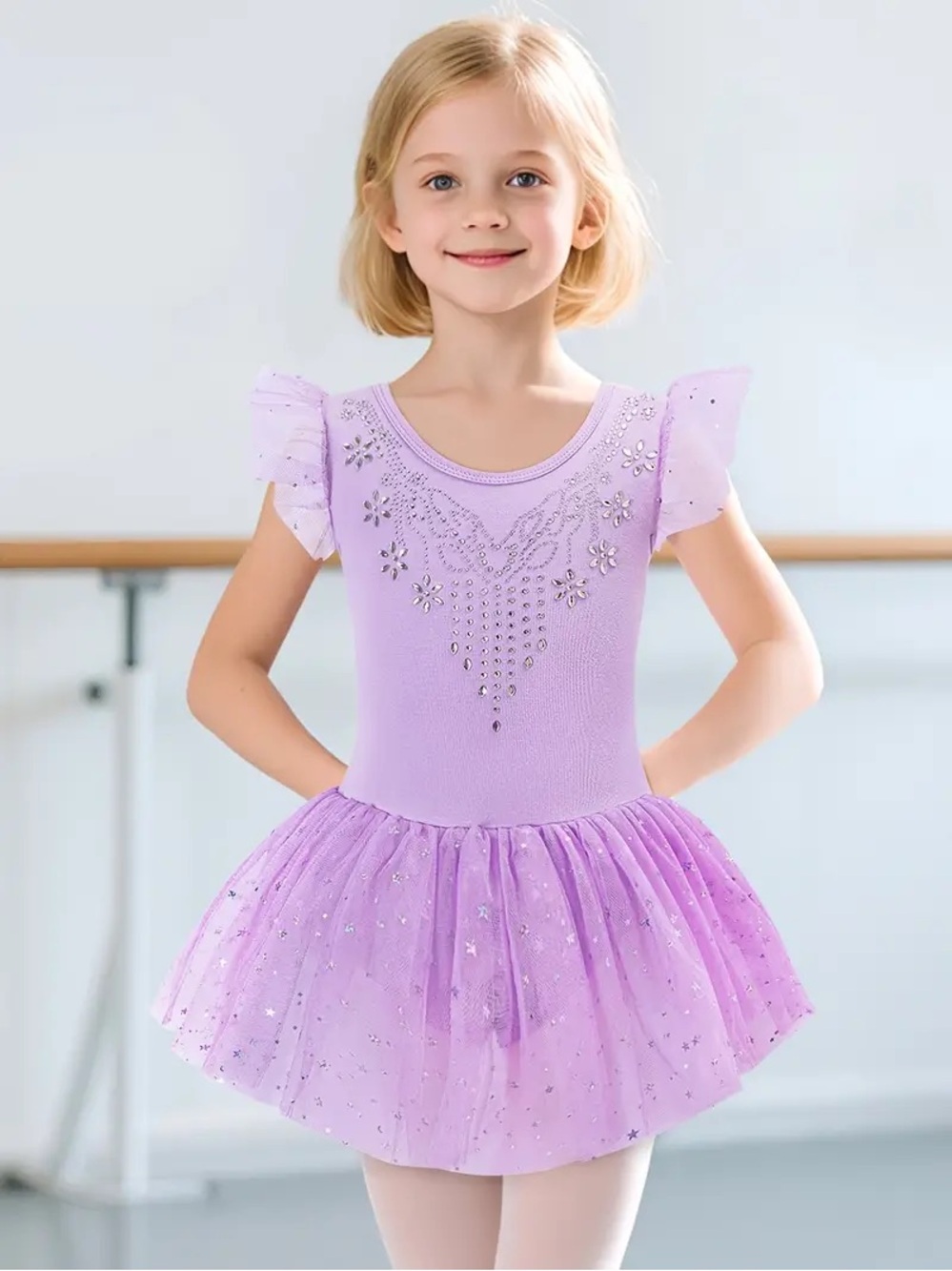 Girl dance dress  Size XL
mesh  short sleeves diamond